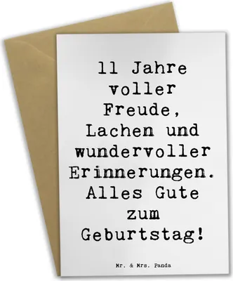 Produktbild von Mr. & Mrs. Panda Klappkarte Spruch 11. Geburtstag - Weiß - Geschenk, osterkarte, Liebe, einladungskarten, Freude, Glückwunschkarte, weihnachtskarten, Geburtstagsgeschenk