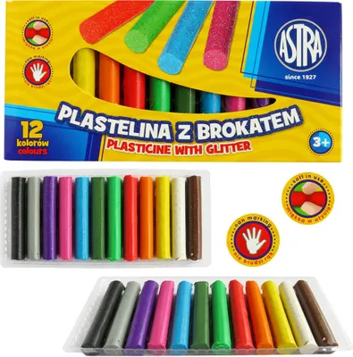 Produktbild von ASTRA Knetmasse mit Glitter 12 Farben