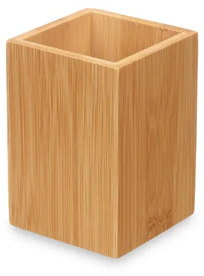 Produktbild von Zahnputzbecher, quadratisch, aus Bambus, 6,8 x 6,8 x 9,7 cm
