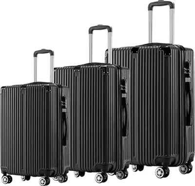 Produktbild von Fortuna Lai 3er Koffer-Set Trolley-Set Rollkoffer, 4 Rollen, (28/24/20), Schwarz