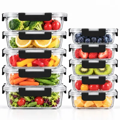 Produktbild von 10-teiliges Glas-Frischhaltedosen-Set – Jede Dose mit einem Fassungsvermögen von 1040 ml+370ml