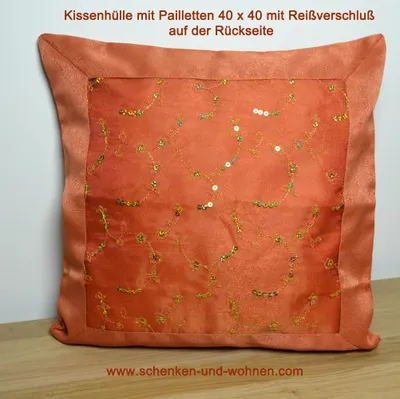 Produktbild von Paillettenkissen 40 x 40 orange-gold