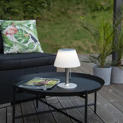 Produktbild von LED Solar Tischleuchte - Tischlampe - 3 Helligkeitsstufen - H: 28cm - warmweisse LED - für Außen