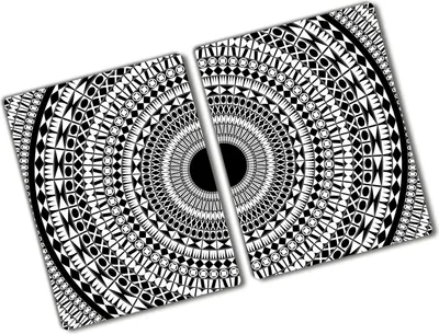 Produktbild von Tulup Glas Herdabdeckplatte - 2x40x52 cm - Glaskeramikkochfeld-Abdeckung Spritzschutz Glasabdeckplatte Kochplattenabdeckung und Schneidebrett - Zweiteilig - Kunst: modern & klassisch - Verzierung Ornament - Schwarzweiß
