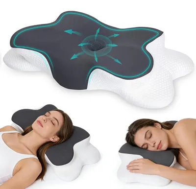 Obrázek produktu pro Ergonomická opěrka krku ve tvaru motýla s viskoelastickou pěnou, rozměry 61,5 x 34 cm