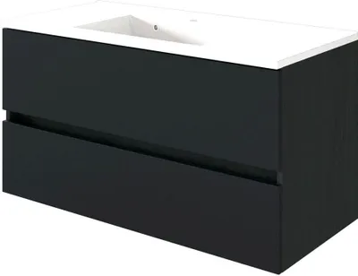 Produktbild von Badmöbel Waschtischunterschrank inkl. Waschbecken 100 cm ARLON-03 matt grau BxHxT 100x56x47 cm