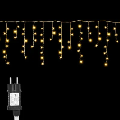Image de Guirlande lumineuse en forme de rideau - Éclairage d'ambiance - Décoration de jardin - 8 modes d'éclairage - 200 LED - Lumière blanche chaude