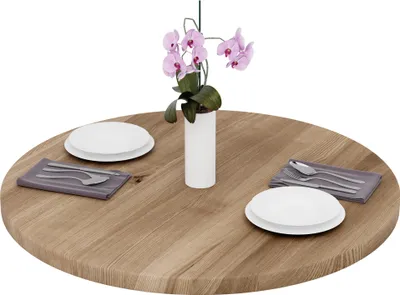 Produktbild von LAMO Manufaktur Tischplatte rund 90 cm aus Naturholz | Holzplatte für Esstisch, Küchentisch, Bistrotisch | Stärke: 40 mm | Farbe: Nussbaum