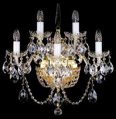 Produktbild von Casa Padrino Luxus Barock Kristall Wandleuchte Gold 51 x 32 x H. 56 cm - Prunkvolle Wandlampe mit Böhmischem Kristallglas - Edel & Prunkvoll