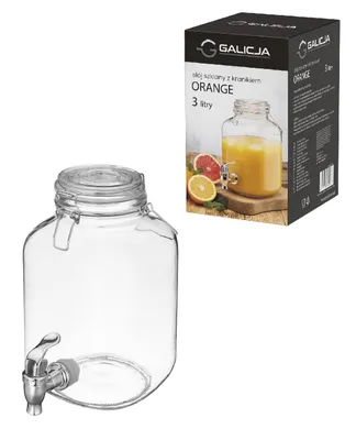 Produktbild von Glas-Getränkekrug mit Wasserhahn Orange Galicia 3L