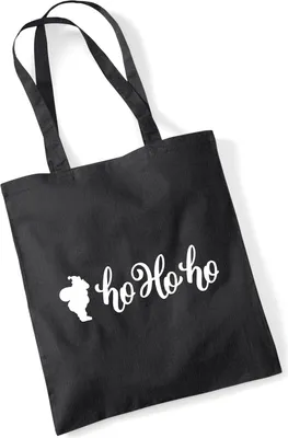 Produktbild von Huuraa Jutebeutel Santa Claus Ho Ho Ho 10 Liter Black Baumwolle Tasche Geschenkidee