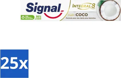 Image de Signal – Integral & Actions – Dentifrice – Ingrédients naturels – Noix de coco – Pour des dents blanches – 75 ml - Pack économique - 25 pièces