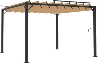 Produktbild von vidaXL Pergola mit Lamellendach 3x3 m Taupe Stoff und Aluminium