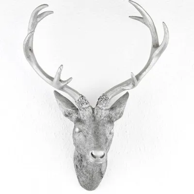 Produktbild von Geweih Hirschgeweih 10 Ender silber Kunststoff 30x18x40 cm Hirschkopf