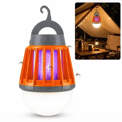Produktbild von LED Campinglampe mit Mückenabwehr, 2000mAh Akku, USB wiederaufladbar, wasserdicht, tragbare Hängelampe für Zelt, Garten und Outdoor-Aktivitäten