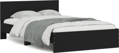 Image de vidaXL Cadre de lit avec tête de lit noir 135x190 cm