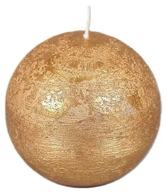 Productafbeelding van Rasteli - Kaars - Bolvormige kaars - Paraffine - Goud - Diameter 10 cm x Hoogte 10 cm - 2 stuks