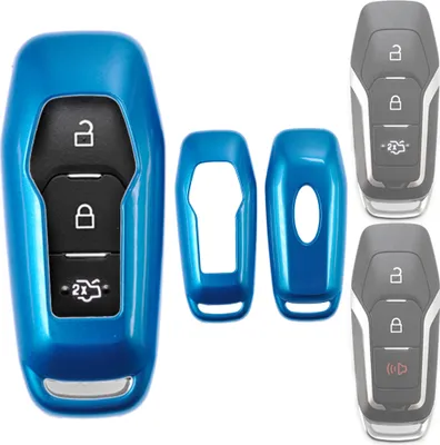 Produktbild von Auto Schlüssel Kunststoff Hülle ABS Plastik Schutz Cover Blau kompatibel mit Ford Explorer Ranger Mondeo F-150 Galaxy Mustang KEYLESS SMARTKEY