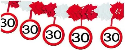 Produktbild von Rot-Weiße Girlande Verkehrsschild 30