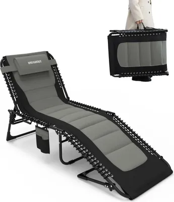 Zdjęcie produktu dla Leżak ogrodowy - składany, tapicerowany leżak - 5-stopniowa regulacja, z podłokietnikami, do 150 kg, wymiary 200x68x35 cm, 1 sztuka