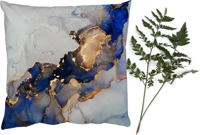 Produktbild von MuchoWow® Zierkissen Sofakissen Wohnzimmer Dekokissen 60x60 cm Marmor - Blau - Gold - Sitzfläche - Foto Polster