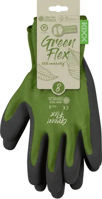 Produktbild von KIXX Green Flex Handschuhe für die Gartenarbeit - Grün/Dunkelgrün - Größe 8