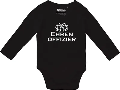 Produktbild von Huuraa Baby Body Ehrenoffizier Schützenfest 68 Black  Baumwolle Fairtrade Langarmbody Geschenkidee