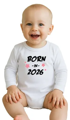 Immagine prodotto di Body per neonati con stampa "New Baby BORN IN 2026" rosa, taglia 62 (3-6 mesi)
