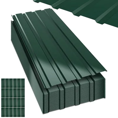 Image de Vigevee, 24 pièces de tôle de toiture, tôle ondulée, tôle profilée, plaques en métal, surface lisse, avec gants, 115x45 cm, 0,25 mm, 12 m², vert