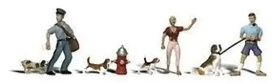 O Gauge Figuren mit Hunden, 8-teilig