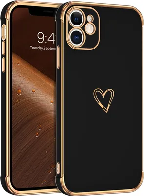 Produktbild von Apple Iphone 12 Silikonhülle Schwarz Goldenes Herz Glamour A2172