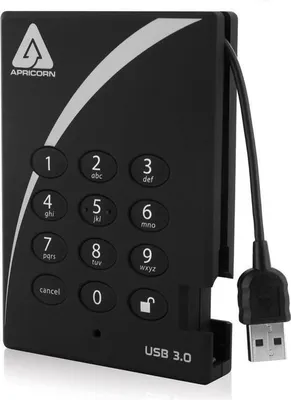 Produktbild von Apricorn Aegis Padlock USB 3.0 500GB, 500 GB, 3.2 Gen 1 (3.1 Gen 1), 5400 RPM, Schwarz