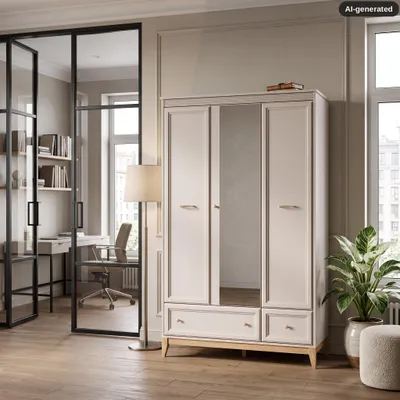 Obrázok produktu pre Kombinovaná šatníková skriňa so zrkadlom 136 cm ELLENSBURG - kašmír