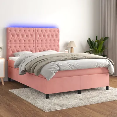 Produktbild von Maison Exclusive - Boxspringbett mit Matratze & LED Rosa 140x200 cm Samt