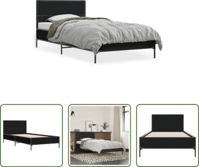 Produktbild von The Living Store Bettgestell Schwarz 100x200 cm Holzwerkstoff und Metall