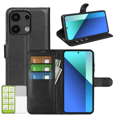 Immagine prodotto di Per Xiaomi Poco M6 Pro 4G / Redmi Note 13 Pro 4G Custodia per cellulare Nera Custodia in  + Vetro temperato H9