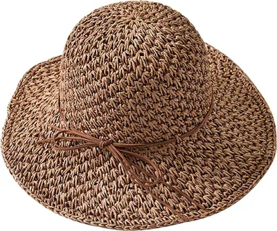Produktbild von Frauen Strohhut Damen Sonnenhut Atmungsaktiv Sommerhut Sonnencreme  Faltbar Fischerhut   Kaffee