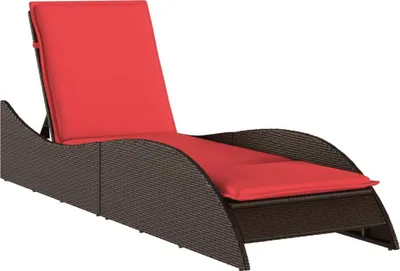 Produktbild von vidaXL Sonnenliege mit Kissen Braun 60x205x73 cm Poly Rattan
