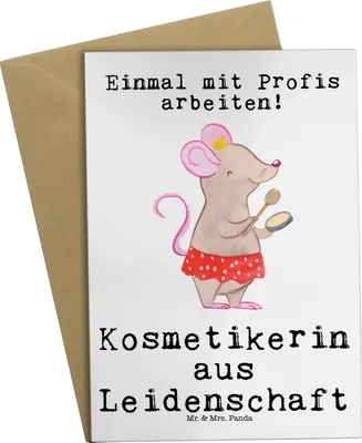 Produktbild von Mr. & Mrs. Panda Klappkarte Kosmetikerin Leidenschaft - Weiß - Geschenk, Beauty Salon, einladungskarten, osterkarten, Ausbildung, Kosmetikstudio, weihnachtskarten, Spruch