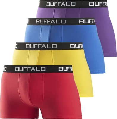 Produktbild von Buffalo Boxer Boxershorts für Herren 4 -teilig rot, gelb, blau, lila Größe L
