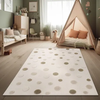 Image de Tapis moderne pour enfants Tapis de jeu à poils doux Effet 3D Chambre d'enfant Beige Marron Crème Dimensions 120 x 160 cm