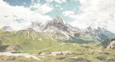 Produktbild von Tadessi Fototapete | Berge | 5.00 m x 2.70 m | Grün | Weiß | Wandbild | Digitaldruck