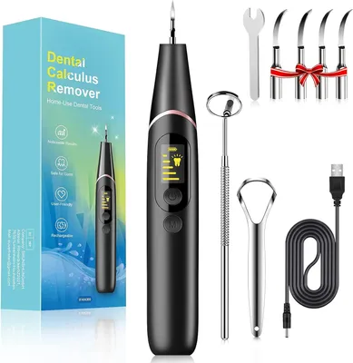 Produktbild von Zahnreinigung Set Ultraschall Zahnsteinentferner, Fleckenentfernung für Pflege von Zahn Zuhause, Mit 5 einstellbare Modi und 4 Reinigungsköpfe