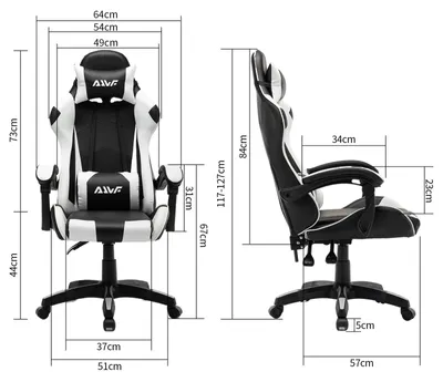 Obrázek produktu pro Ergonomická herní židle – kancelářská židle s paměťovou pěnou a umělou kůží – bílá