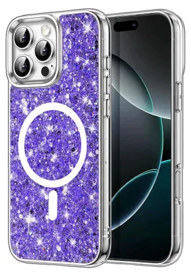 Produktbild von Techsuit Sparkly Glitter Back Cover Hülle für Apple iPhone 16 Pro Max - Lila