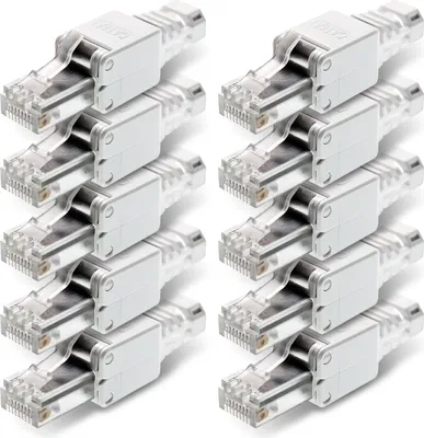 Produktbild von 10x Netzwerkstecker CAT6A RJ45 Netzwerk Stecker Werkzeuglose Montage CAT7 CAT6