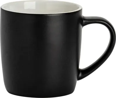 Produktbild von Argon Ta Kaffeetasse in mattem Farbton – 350 ml – Schwarz – Robuste Teetasse aus Steingut, spülmaschinen- und mikrowellengeeignet