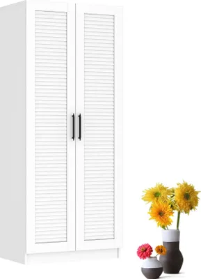 Produktbild von Dekorex PRT220-Weiß  2 Jalosie-türiger-Garderobenschrank