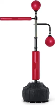 Image de Speed-Trainer de boxe - Sac de boxe avec support - Set de sac de boxe Reflex indépendant réglable en hauteur pour jeunes & adultes - Set de sac de frappe avec gants - Workout-Speed-Bag pour un entraînement efficace - Rouge