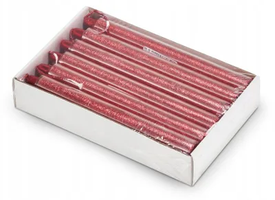 Produktbild von Drobo Tischkerzen 17cm Rot Glitzer 12er Set